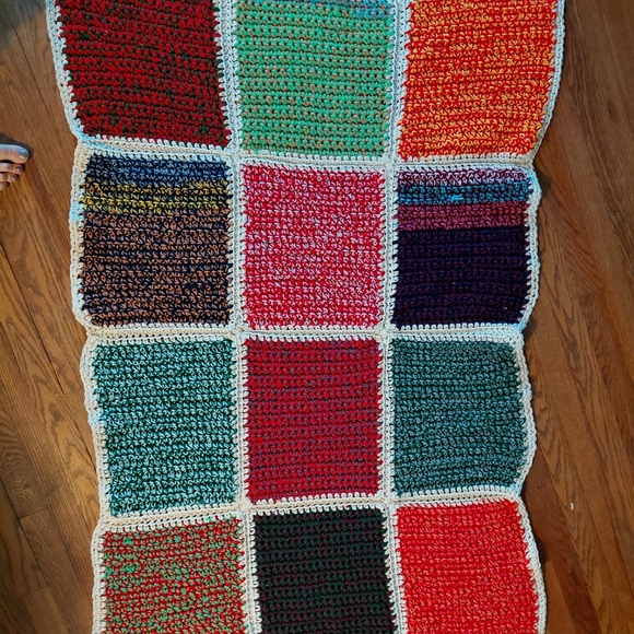 Handmade Other - Vintage 70s Crochet Granny Square Panels Handmade Afghan Blanket Retro Boho
